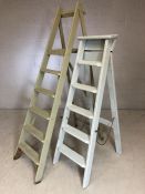 Two vintage painted step ladders the largest approx 166cms tall