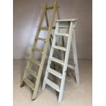 Two vintage painted step ladders the largest approx 166cms tall