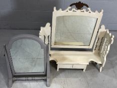 White painted adjustable dressing table mirror with two drawers approx 83cms wide x 93cms tall along