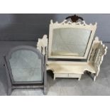 White painted adjustable dressing table mirror with two drawers approx 83cms wide x 93cms tall along