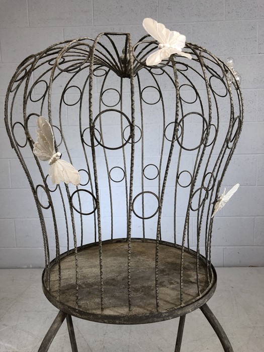 Ornamental metal birdcage with applied butterflies approx 116cms in height - Image 2 of 4