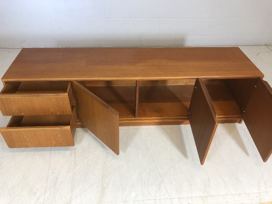 Mid century low sideboard with three door cupboard and two drawers, approx 183cm x 48cm x 50cm tall - Image 2 of 3