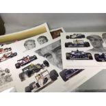 Collection of racing prints to include 'Tribute to Williams', 'Tribute to McLaren' etc (5)