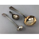 Collection of Georgian Silver flatware to include ladle by Richard Crossley