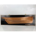 Half block model of the 'Mosquito' 1848 racing cutter. Inscribed verso. Approx 87cm in length