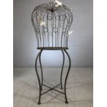 Ornamental metal birdcage with applied butterflies approx 116cms in height