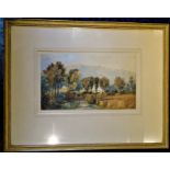 PROJECT FOOD CHARITY LOT: FRAMED AND MOUNTED WATERCOLOUR "Manor house hidden by its trees"