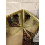 Pair of contemporary gold framed bevel-edged mirrors approx 89cm x 63cm