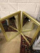 Pair of contemporary gold framed bevel-edged mirrors approx 89cm x 63cm