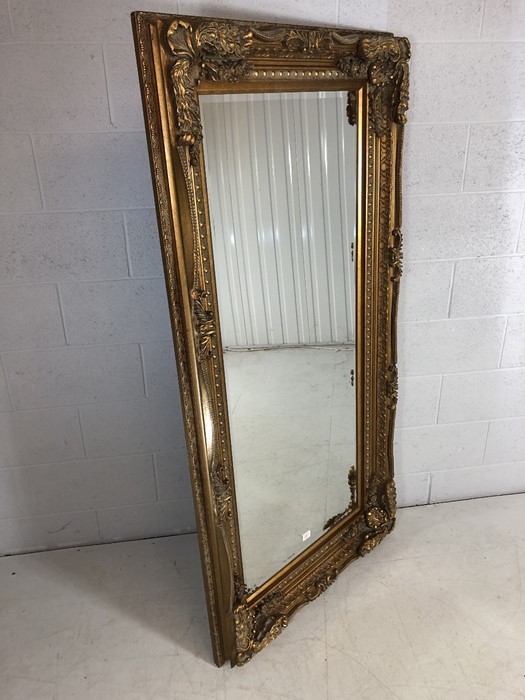 Large contemporary French-style, gold framed, bevel-edged mirror. Approx dimensions 1752mm x 889mm - Image 2 of 11