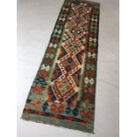 Vegetable dye wool chobi kilim runner approx 202cm x 61cm