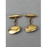 Pair of Gold oval cufflinks both marked 18c approx 5.4g