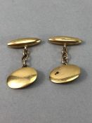 Pair of Gold oval cufflinks both marked 18c approx 5.4g