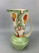 Attractive Art Deco Crown Ducal Hand Painted Large Pitcher impressed mark to base 225 approx 30cm