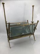 Brass and glass magazine rack (A/F)