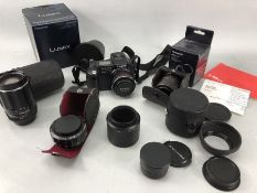 Collection of camera equipment to include Lens, Canon Powershot Pro1 with Zoom lens, Takumar Ahahi