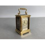 Miniature carriage clock, approx 17cm tall, with key