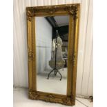 Large gilt framed bevel edged mirror, approx 170cm x 98cm