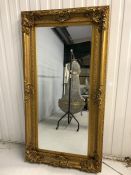 Large gilt framed bevel edged mirror, approx 170cm x 98cm