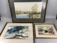 NICK GRANT, watercolour of parkland/lake scene, signed verso 1987, approx 47cm x 29cm, along with