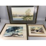 NICK GRANT, watercolour of parkland/lake scene, signed verso 1987, approx 47cm x 29cm, along with