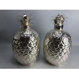 Pair of large silver plated ice buckets in the form of pineapples. With hinged lids. Approx. 35cm