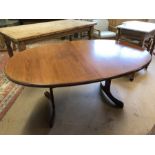 Oval mid-century extending dining table, approx 210cm x 106cm (fully extended) (A/F)