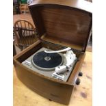 Vintage Pye Black Box table-top record player, with Garrard model 210 turntable, case width 45cm