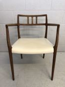 Single Danish carver chair by Moller, model 64, with makers stamp to base