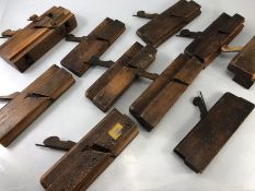 Collection of ten vintage box plane tools