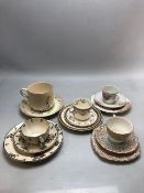 Afternoon Tea: Five China tea cups and saucer sets to include Royal Doulton Old Leeds Sprays,