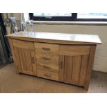Large modern sideboard with four drawers and two cupboards under approx 160cm x 46cm x 89cm tall
