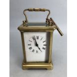 Brass carriage clock with key