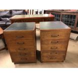 Pair of vintage office / filing drawers with green tops and metal handles