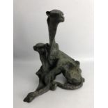 Abstract bronze of leopards, approx 36cm in height