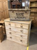 Pine chest of five drawers approx 102cm x 51cm x 97cm tall