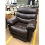 Single brown leather recliner armchair