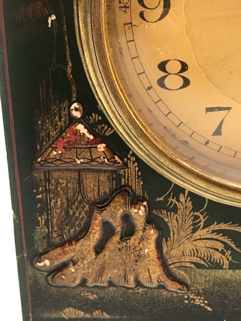 French small wooden carriage clock with brass finials and feet and a gold starburst face, the wooden - Image 6 of 9