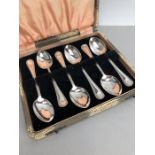 Six boxed Birmingham hallmarked silver spoons maker JS & S