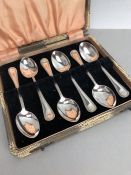 Six boxed Birmingham hallmarked silver spoons maker JS & S