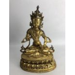 Large gilt bronze of a Chinese Buddha, approx 32cm in height