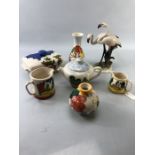 Six items PENNANCE POTS pottery all hand painted and referenced to base, mostly signed HF and also