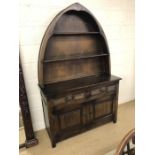 Old Charm dresser with domed top, approx 112cm x 42cm x 171cm tall