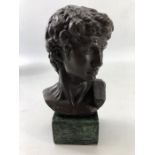 Greek bronze bust on marble base