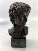 Greek bronze bust on marble base