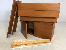 Two Mid-Century teak floating cabinets, approx 81cm in length along with two teak shelves, also 81cm