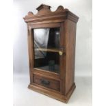 Victorian glazed display cabinet with inner shelf, drawer below, approx 59cm tall