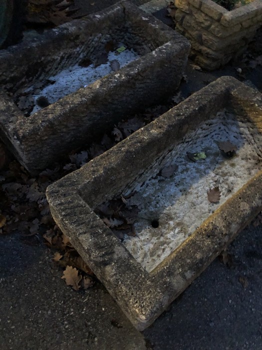 Pair of stone garden troughs, each approx 77cm x 39cm x 26cm tall - Image 3 of 3