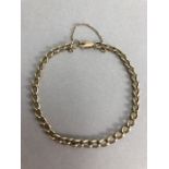 9ct Gold bracelet with safety chain approx 8.1g