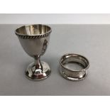Birmingham Hallmarked Silver napkin ring and eggcup